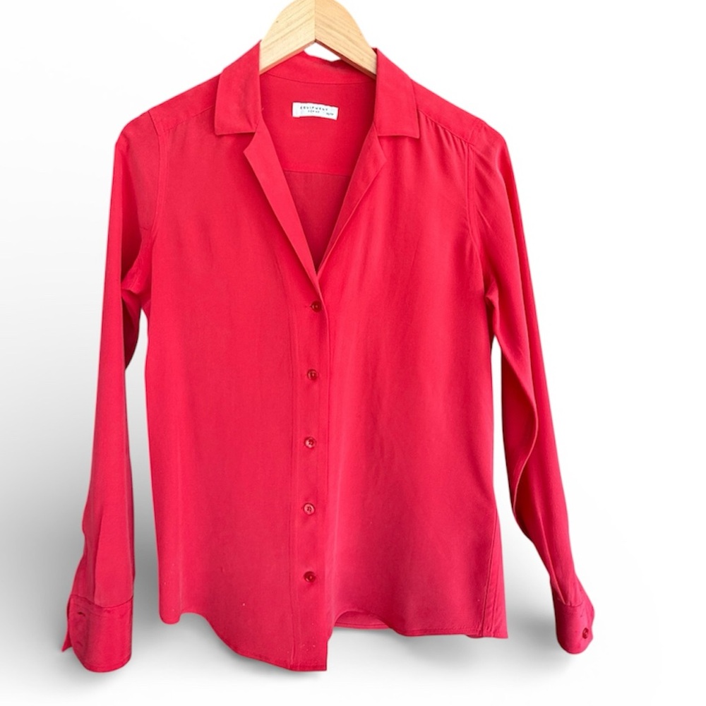 Equipment Adalyn 100% Silk Button Down Blouse Raspberry Pink Red | Size XS